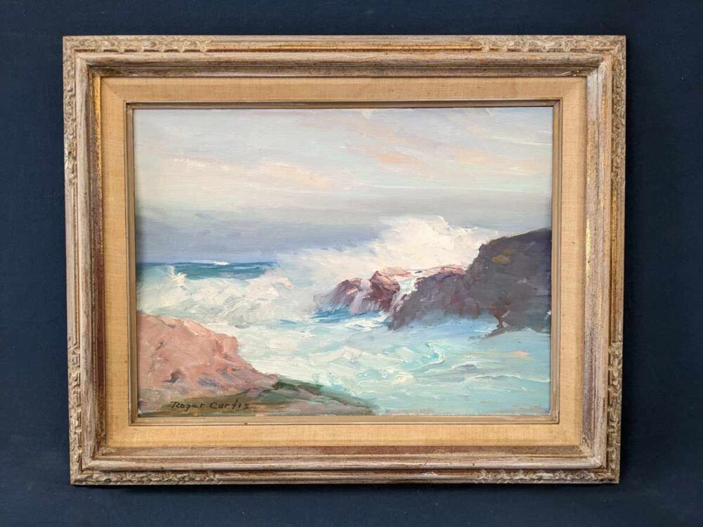 Roger Curtis 1950s seascape oil painting